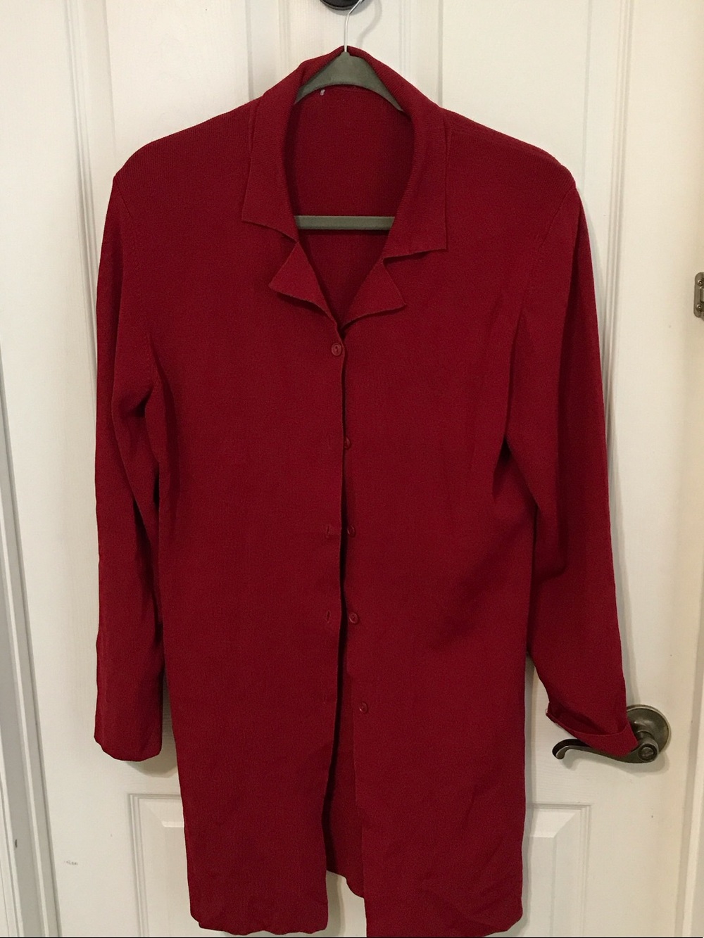 Men's Red Long Button-Up Jacket